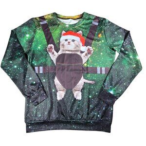 NWT Unisex Funny Christmas Cat Crew Neck Sweater – Size Medium